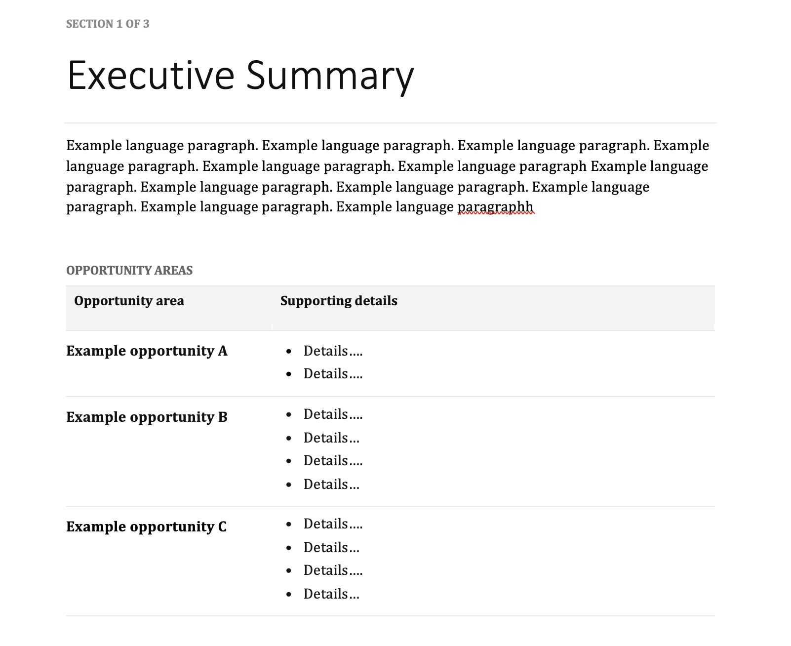 Practice growth diagnostic executive summary page